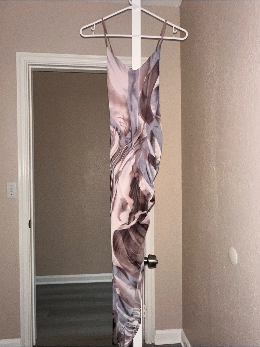 Abstract Print Slip dress in Mauve and Gray